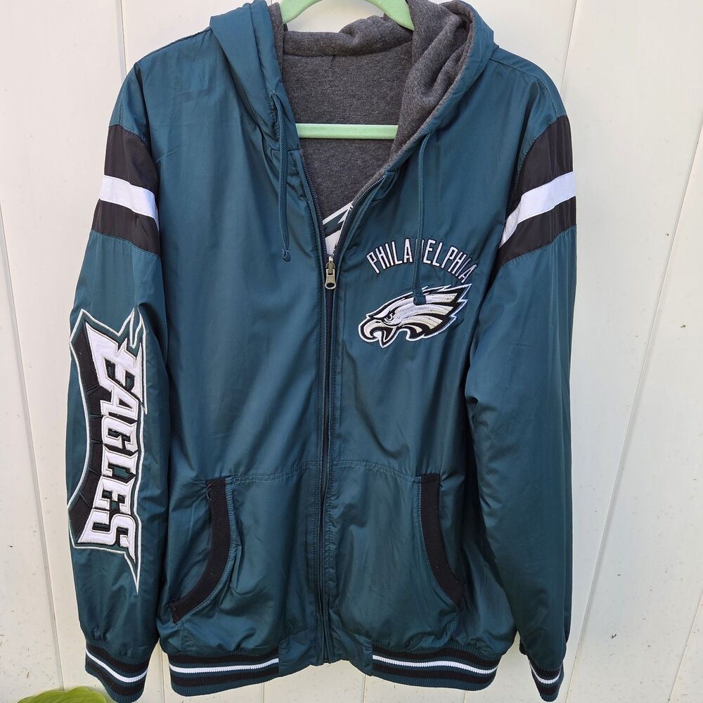 Philadelphia Eagles Hooded Reversible Jacket NFL Football Size XL